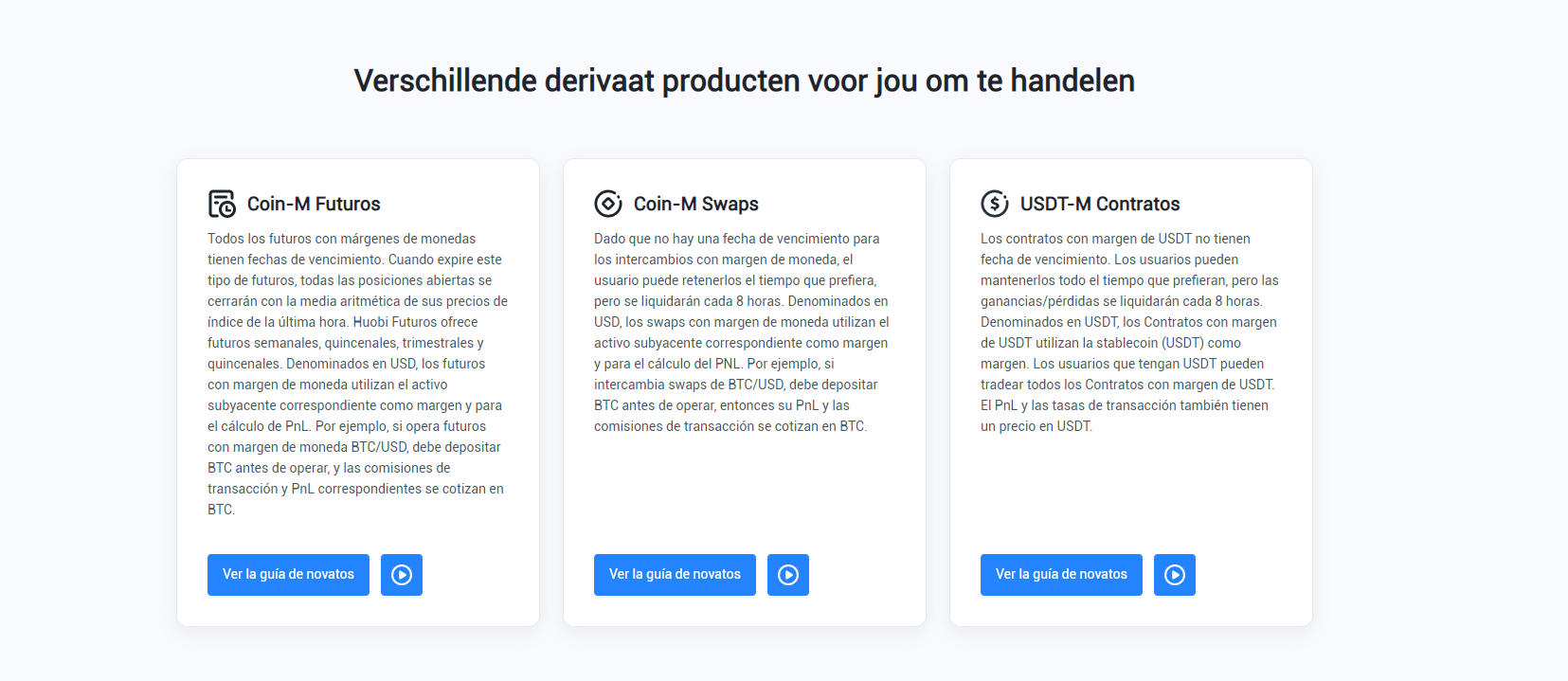 Productos derivados de Huobi Global Productos derivados de Huobi Global